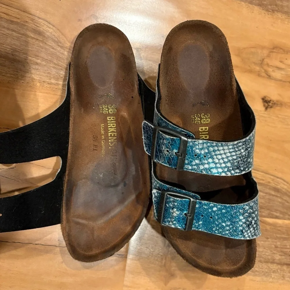 Birkenstock Classic Arizona Anaconda Women's Mules Turquoise Size 7 -7.5 - Picture 4 of 13